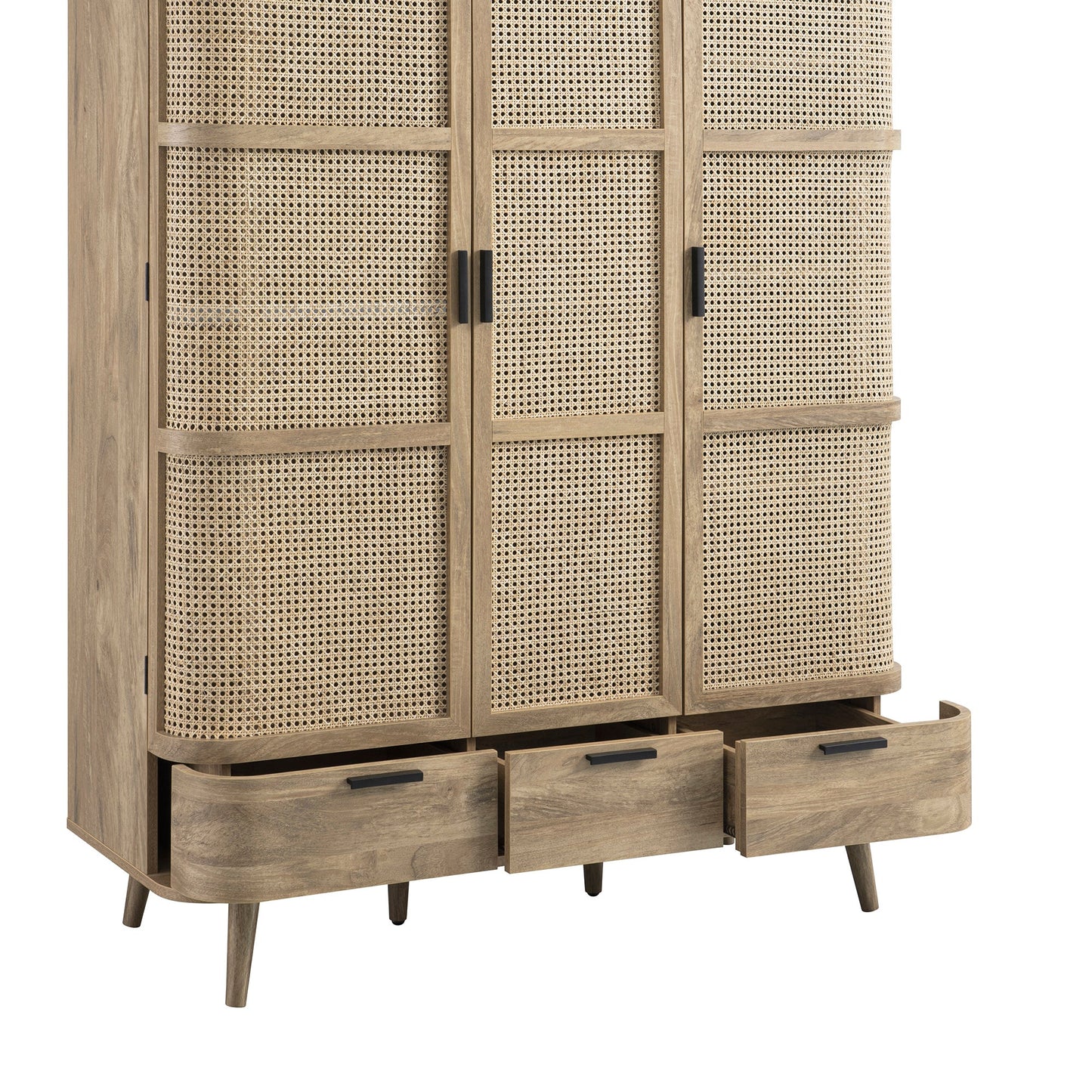 Armoire triple en rotin courbé Izzy, naturel