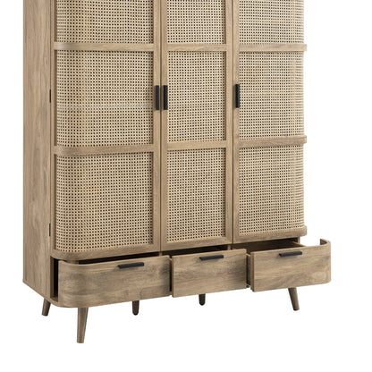 Armoire triple en rotin courbé Izzy, naturel