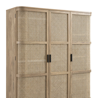 Armoire triple en rotin courbé Izzy, naturel