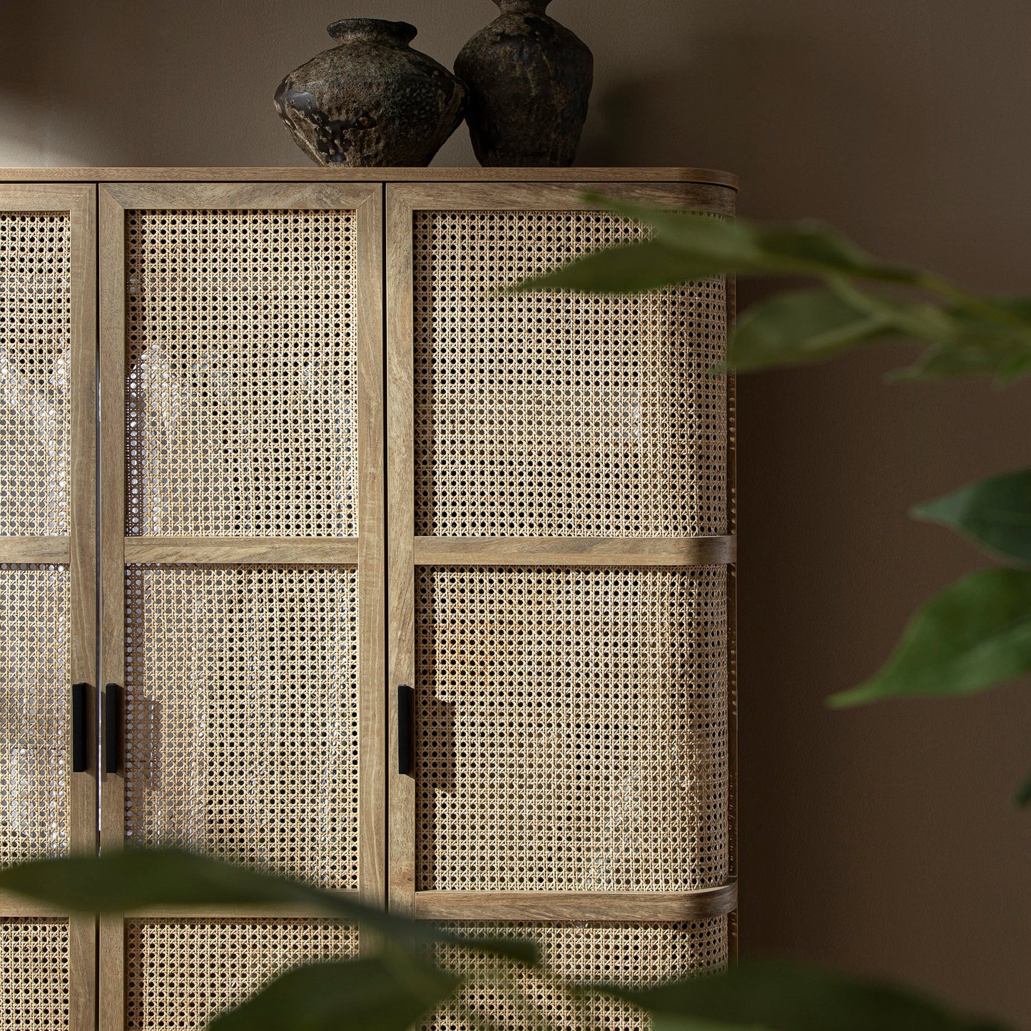 Armoire triple en rotin courbé Izzy, naturel