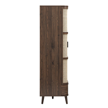 Armoire triple en rotin courbé Izzy, noyer