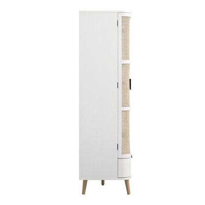 Armoire triple en rotin courbé Izzy, blanche