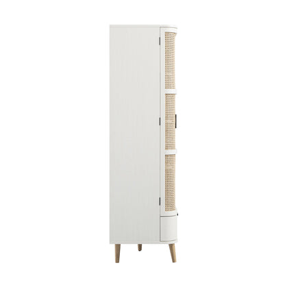 Armoire 4 portes en rotin courbé Izzy, blanche