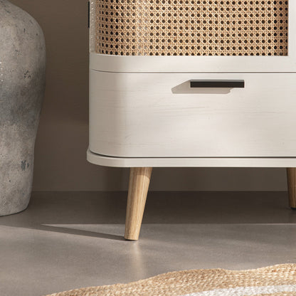 Armoire 4 portes en rotin courbé Izzy, blanche