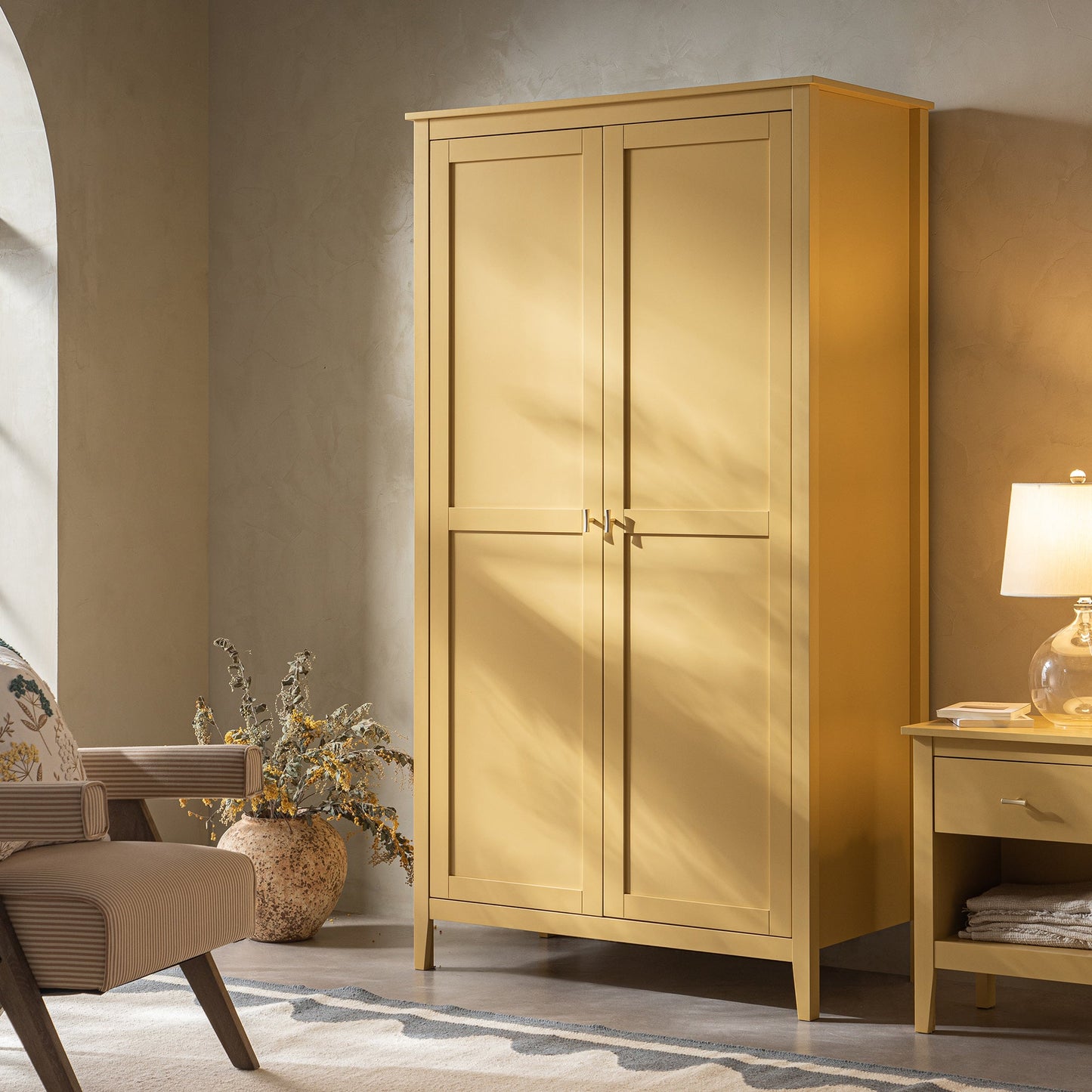Armoire double Oakham, rotin jaune