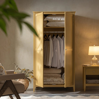 Armoire double Oakham, rotin jaune