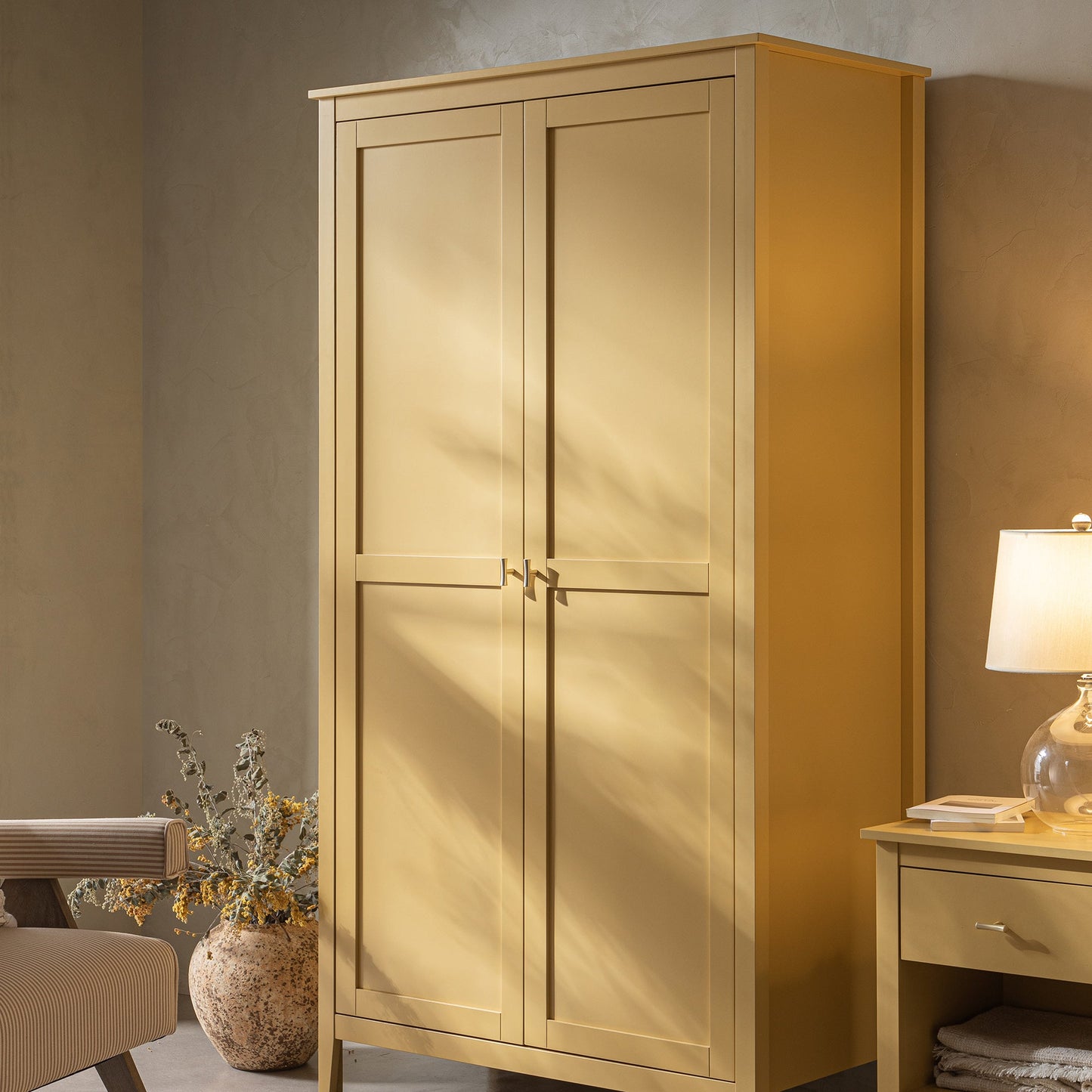Armoire double Oakham, rotin jaune