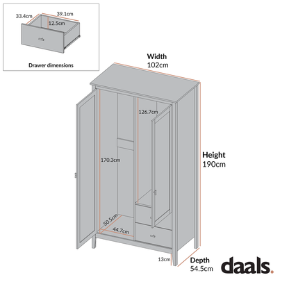 Armoire double miroir Oakham, gris foncé