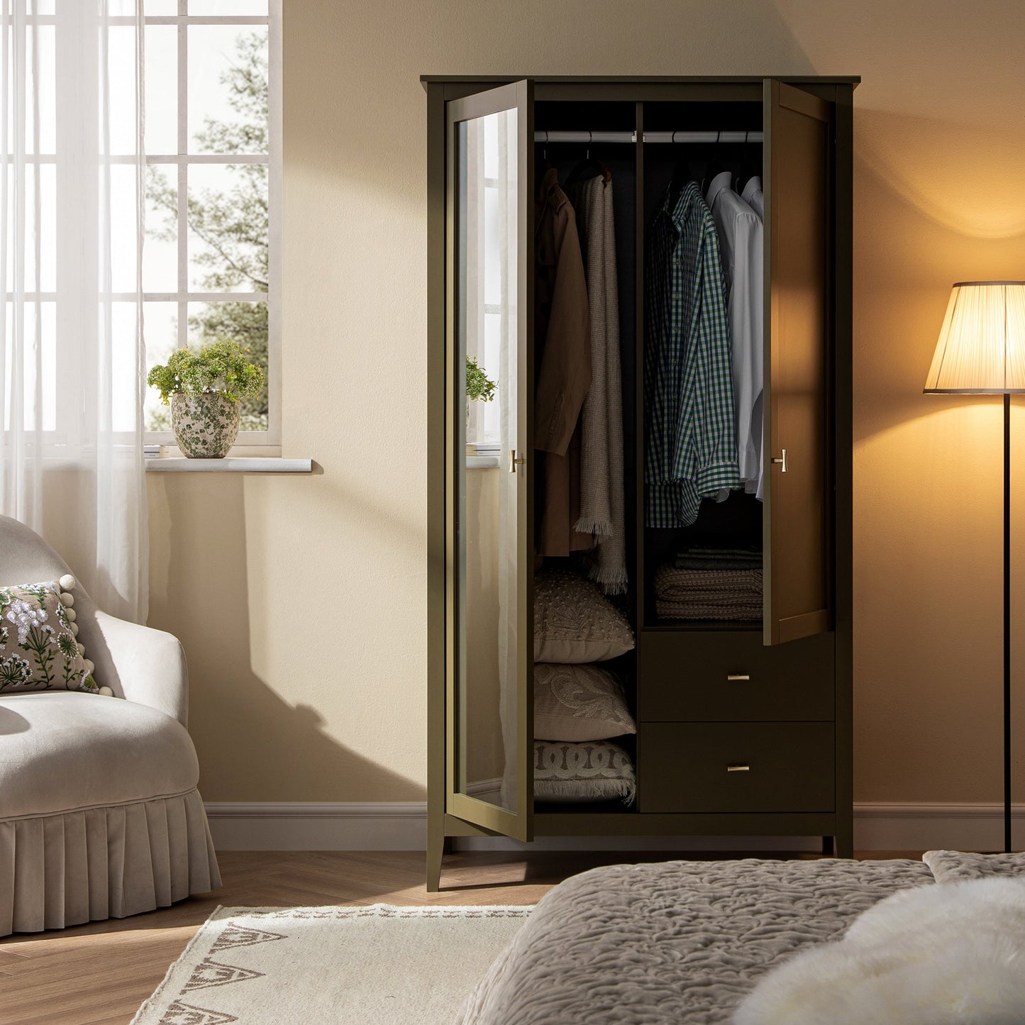 Armoire double miroir Oakham, Olive Grove