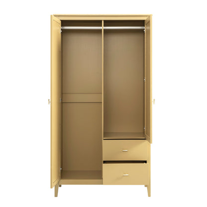 Armoire double miroir Oakham, rotin jaune