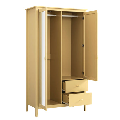 Armoire double miroir Oakham, rotin jaune