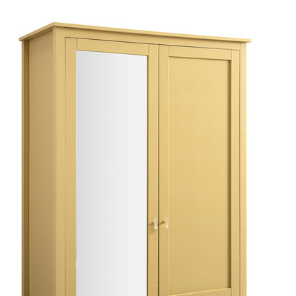 Armoire double miroir Oakham, rotin jaune