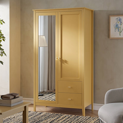 Armoire double miroir Oakham, rotin jaune
