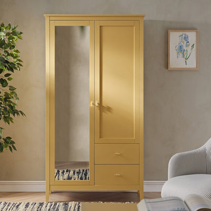 Armoire double miroir Oakham, rotin jaune