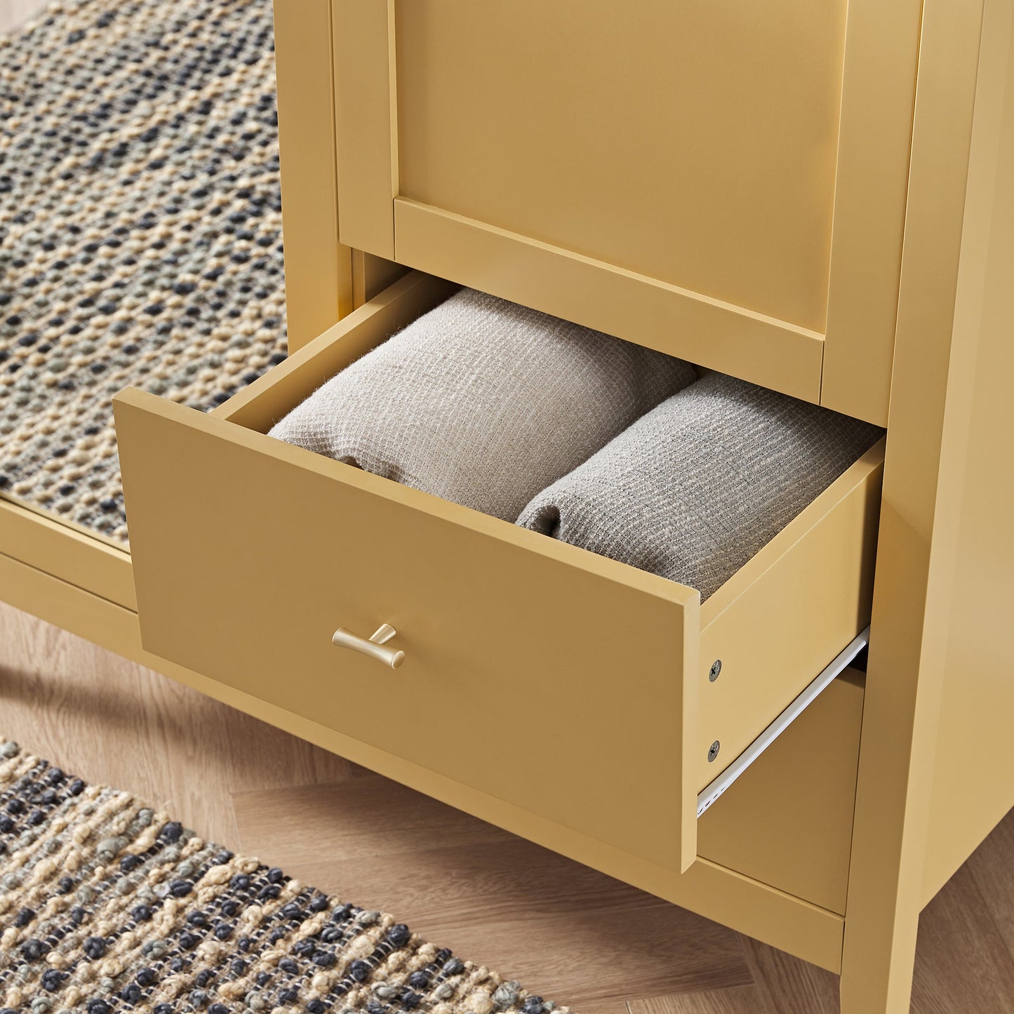 Armoire double miroir Oakham, rotin jaune