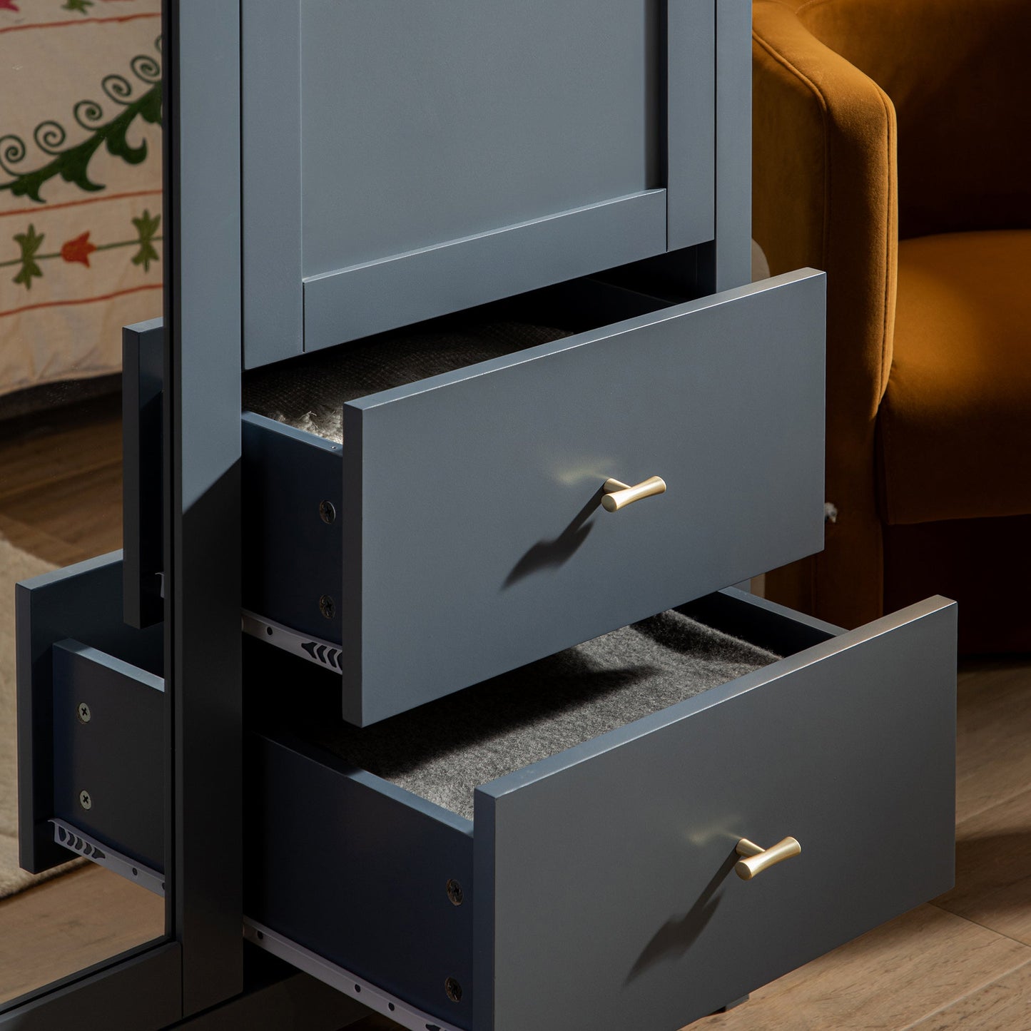 Armoire double miroir Oakham, bleu orageux