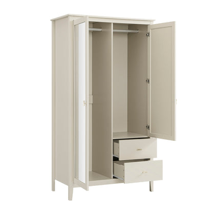 Armoire double miroir Oakham, blanc ombré