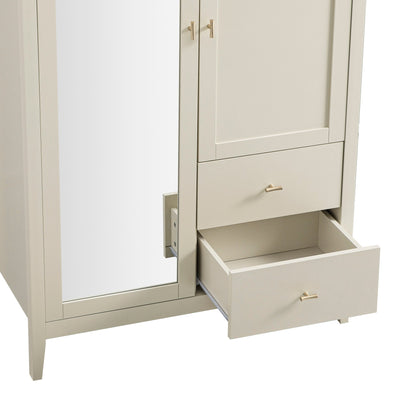 Armoire double miroir Oakham, blanc ombré