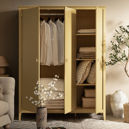 Armoire triple Oakham, rotin jaune