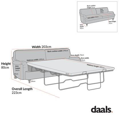 Canapé-lit 3 places Daphnis en velours bleu égéen