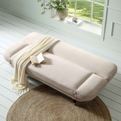 Solna, canapé-lit 2 places, velours champagne