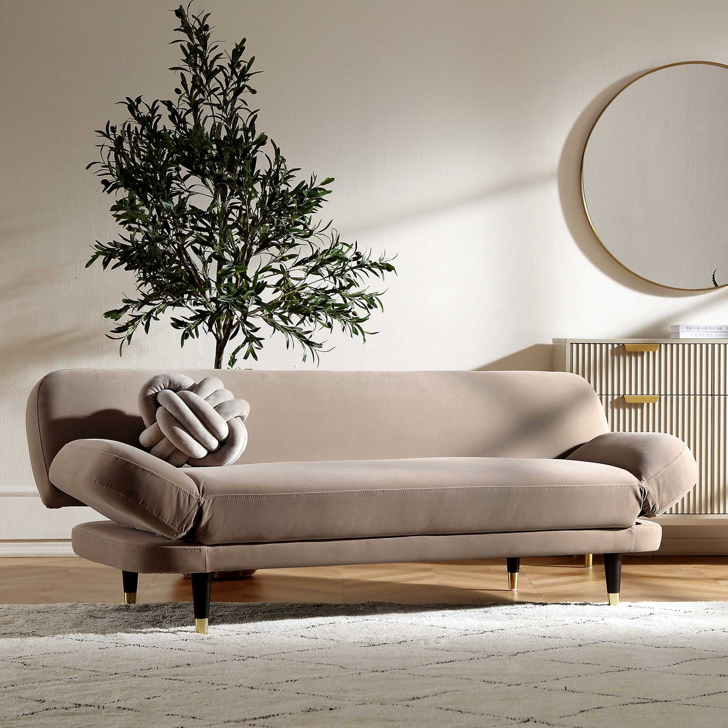 Solna, canapé-lit 2 places, velours vison