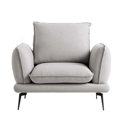 Fauteuil en tissu gris chiné Obriel