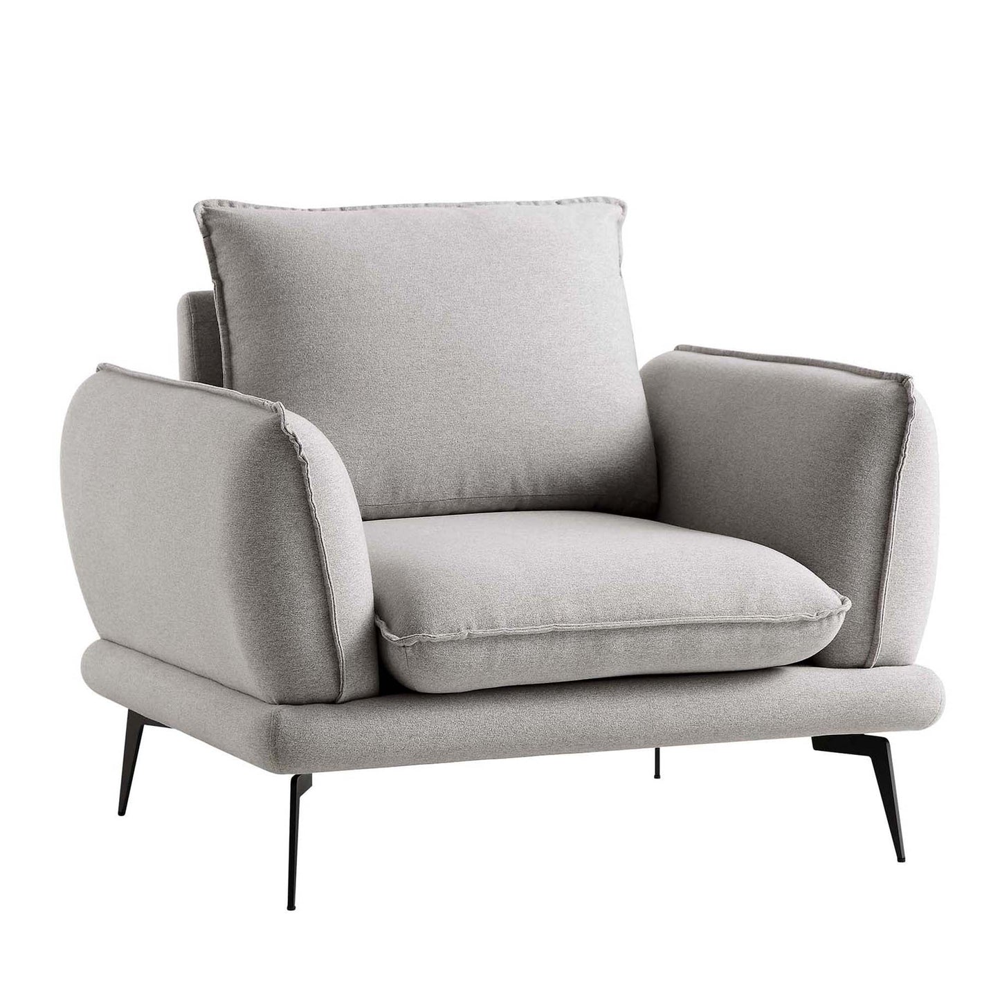 Fauteuil en tissu gris chiné Obriel