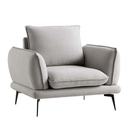Fauteuil en tissu gris chiné Obriel