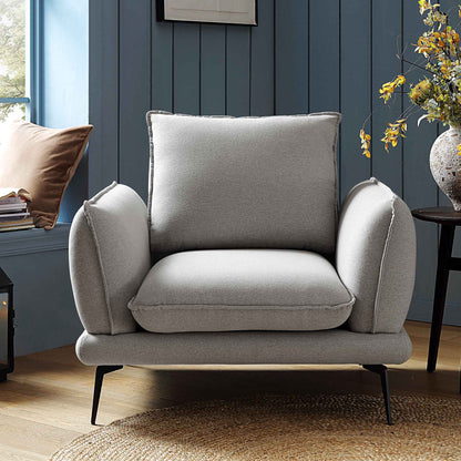 Fauteuil en tissu gris chiné Obriel