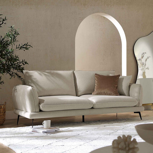 Canapé 3 places en tissu Obriel avoine