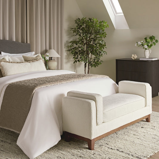 Banc rembourré Dipley Beige Boucle