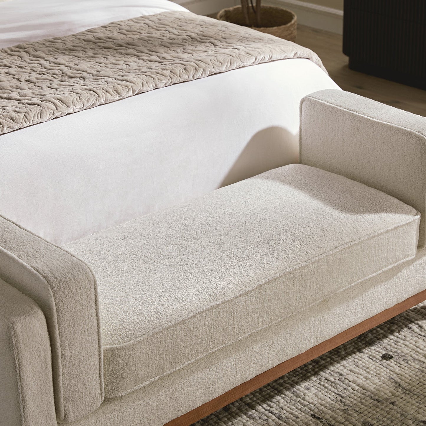 Banc rembourré Dipley Beige Boucle