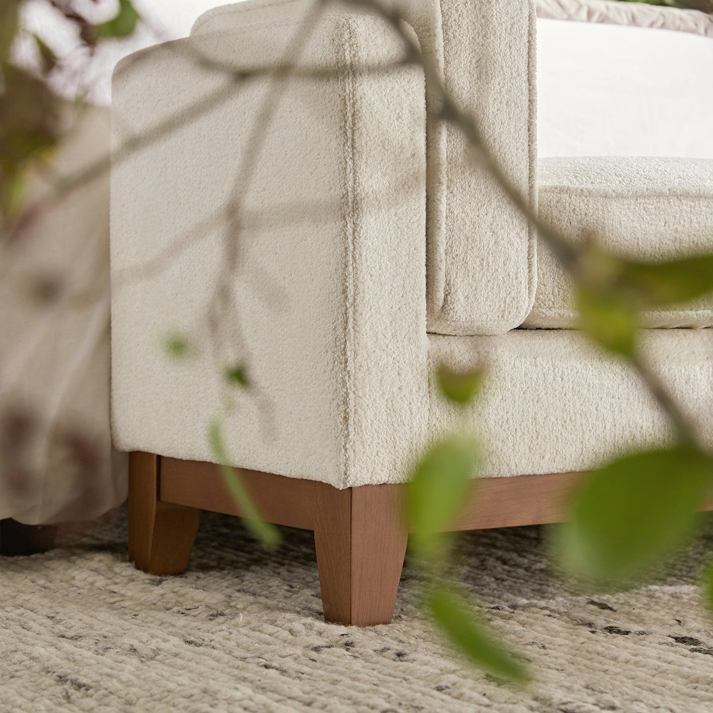Banc rembourré Dipley Beige Boucle