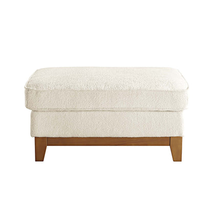 Repose-pieds de rangement en tissu bouclé beige Dipley