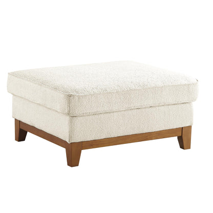 Repose-pieds de rangement en tissu bouclé beige Dipley