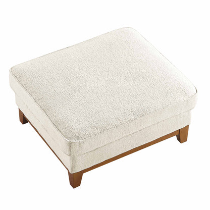Repose-pieds de rangement en tissu bouclé beige Dipley