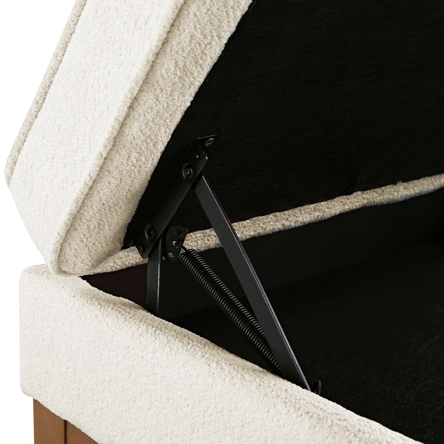 Repose-pieds de rangement en tissu bouclé beige Dipley