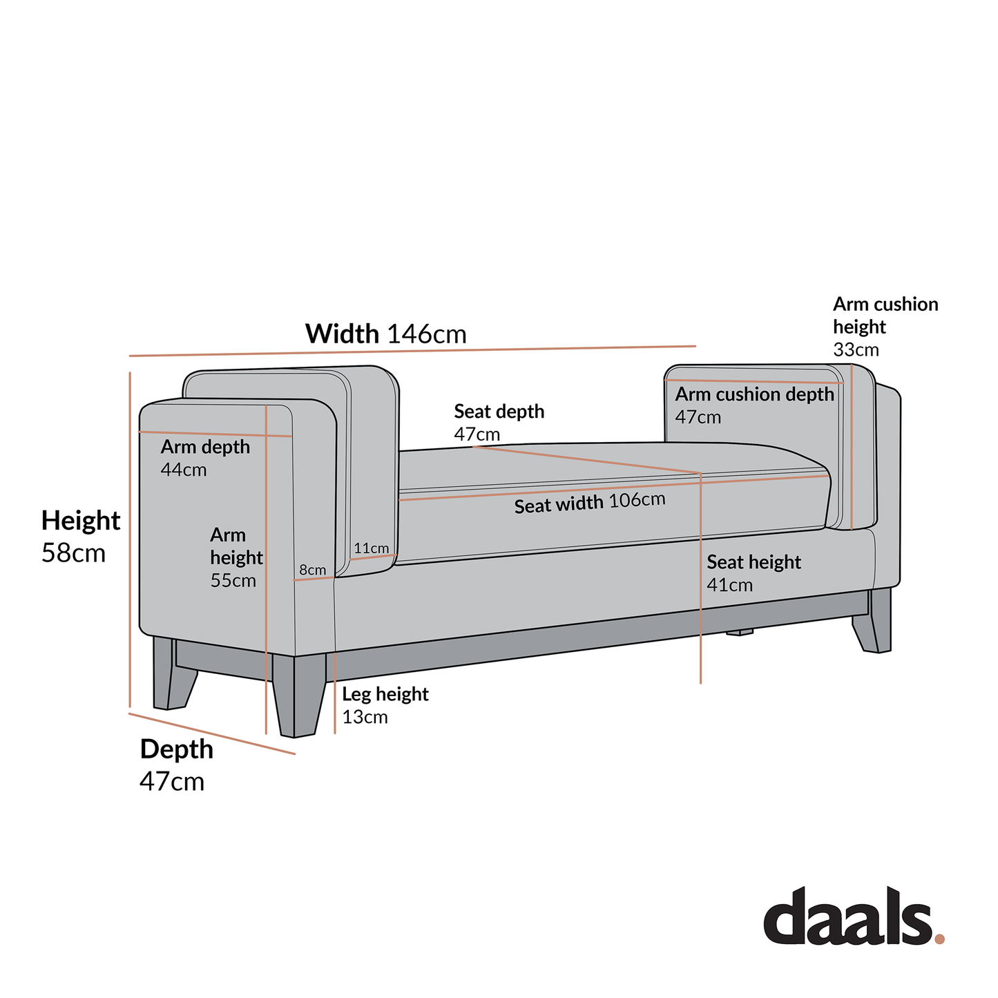 Banc rembourré en velours champagne Dipley
