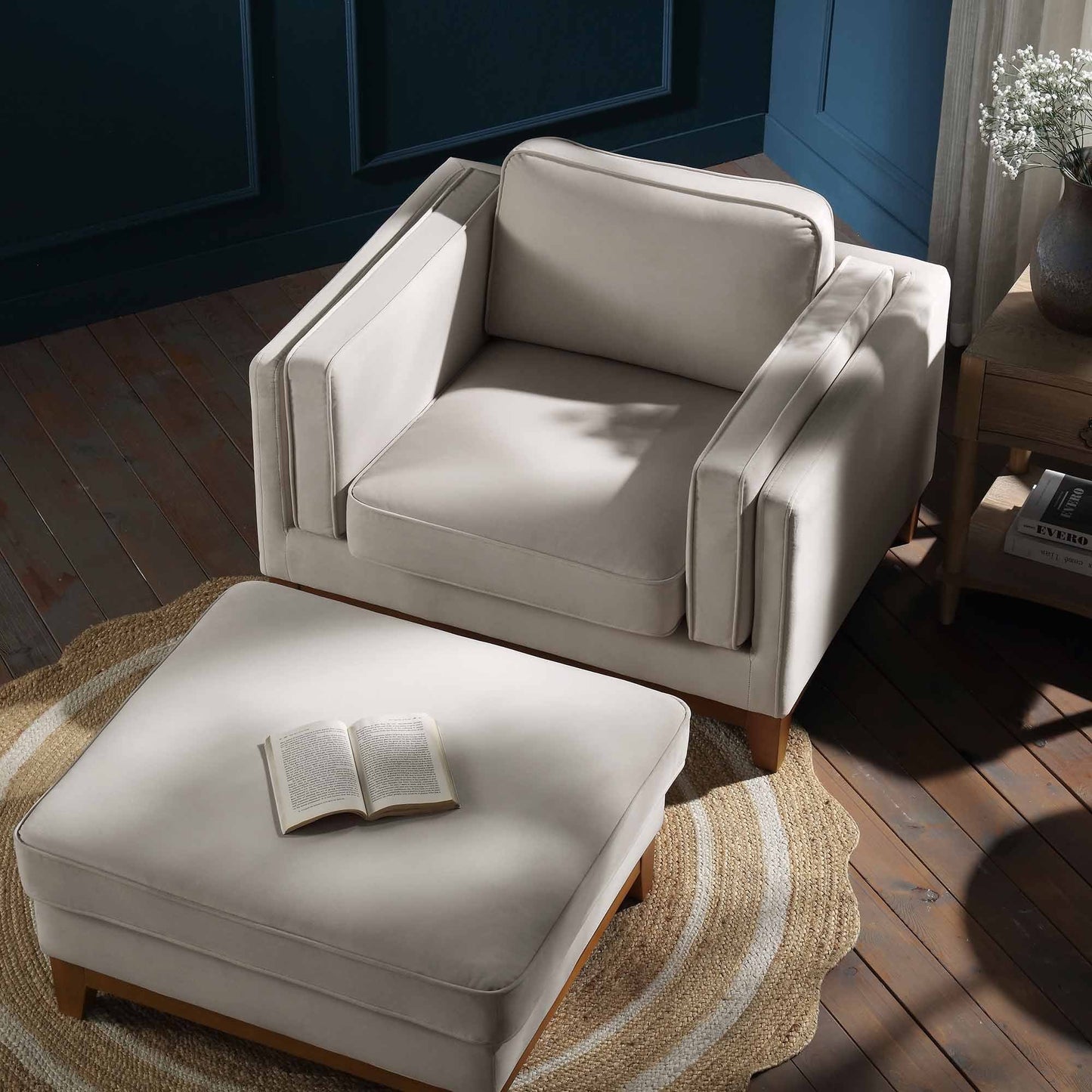 Canapé Dipley en velours champagne, 1 place