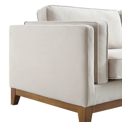 Canapé Dipley en velours champagne, 3 places