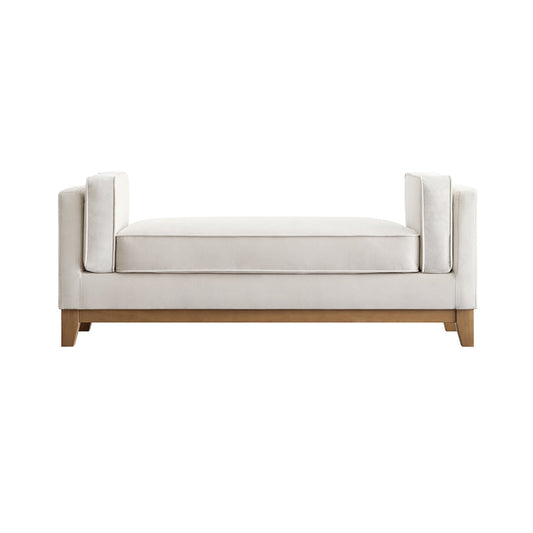 Banc rembourré en velours champagne Dipley