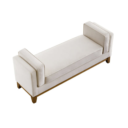 Banc rembourré en velours champagne Dipley