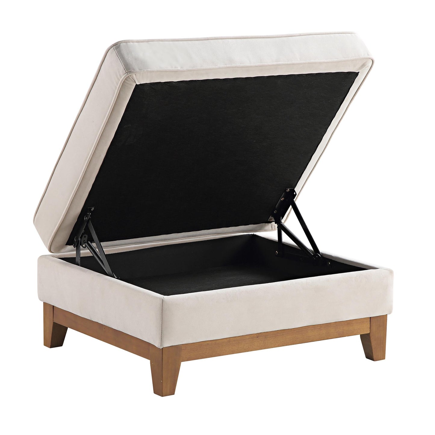 Repose-pieds de rangement en velours champagne Dipley