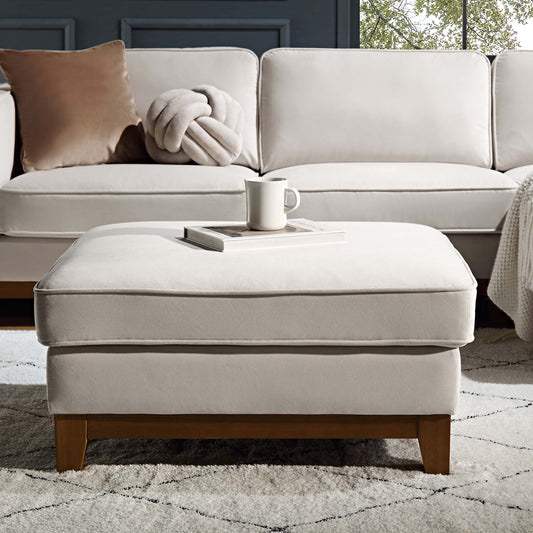 Repose-pieds de rangement en velours champagne Dipley