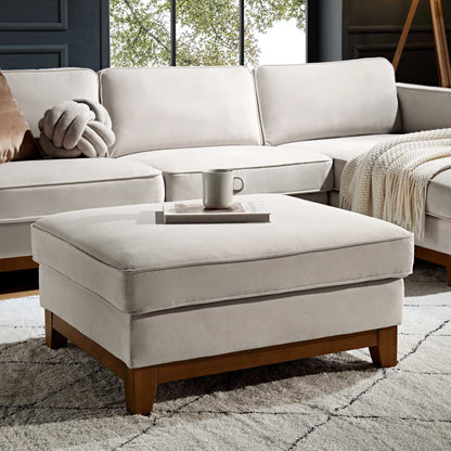 Repose-pieds de rangement en velours champagne Dipley