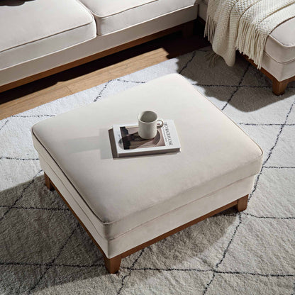 Repose-pieds de rangement en velours champagne Dipley