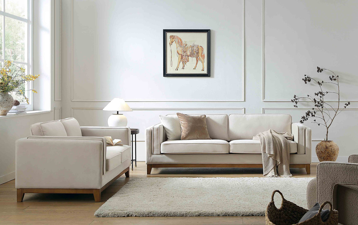 Canapé Dipley en velours champagne, 3 places