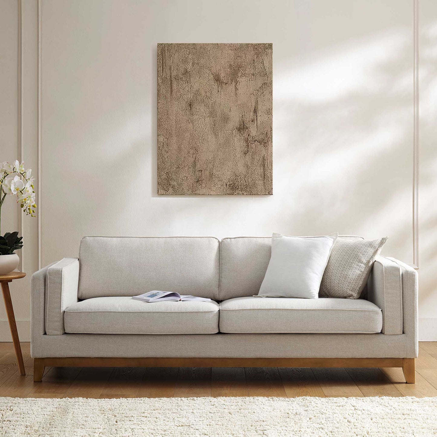 Canapé 3 places en tissu Dipley Oatmeal