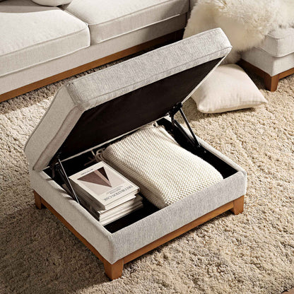 Repose-pieds de rangement en tissu Dipley Oatmeal